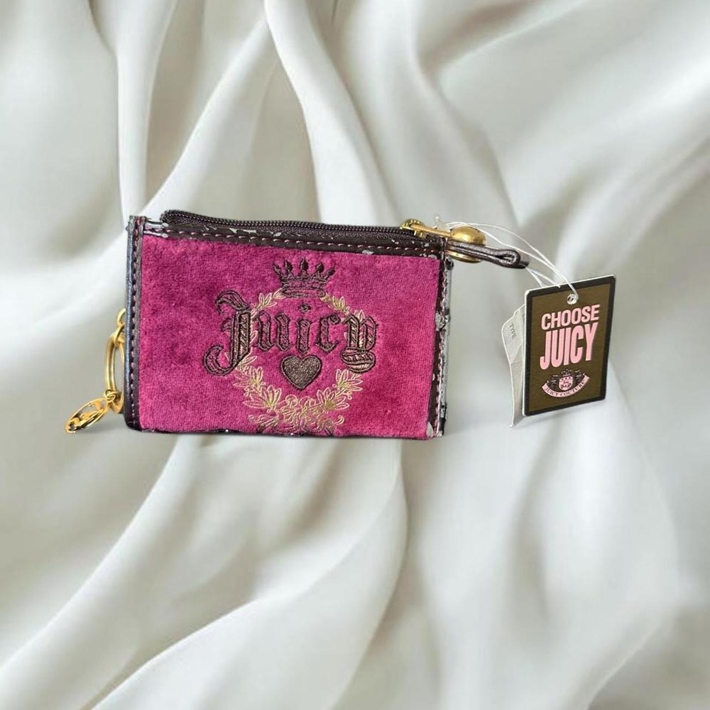NWT Juicy Couture velour burgundy card holder gold detailing y2k vintage